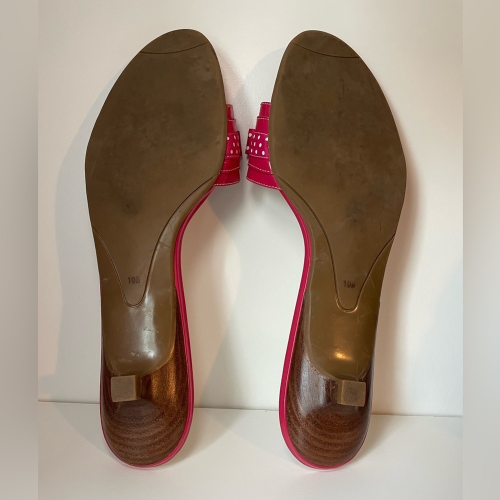 Talbots Pink Polka Dot Bow Kitten Heels Slides Sandals - Picture 5 of 7